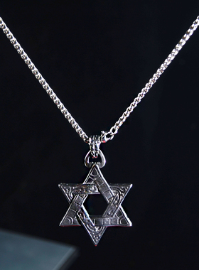 袅雪钛钢男女六芒星不掉色