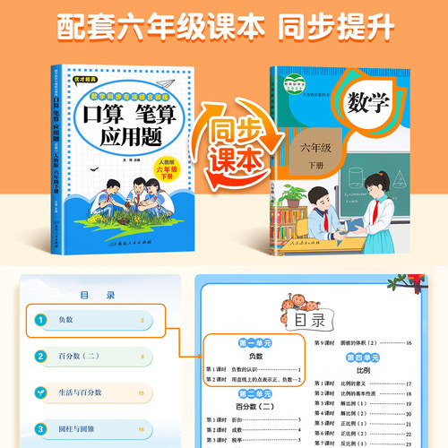 【2026新版】六年级上册下册口算题卡人教版横式竖式计算题强化训练小学生6上口算心算速算口算天天练同步练习册小升初数学必刷题 - 图0