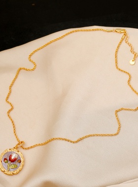 油画框巴洛克珍珠项链女轻奢小众