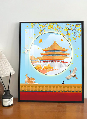 北京故宫建筑装饰画中国风艺术文创礼品摆件画客厅立体蓝牙音响