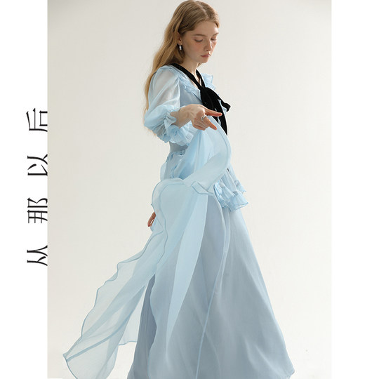 Since then french dress long sleeve white skirt