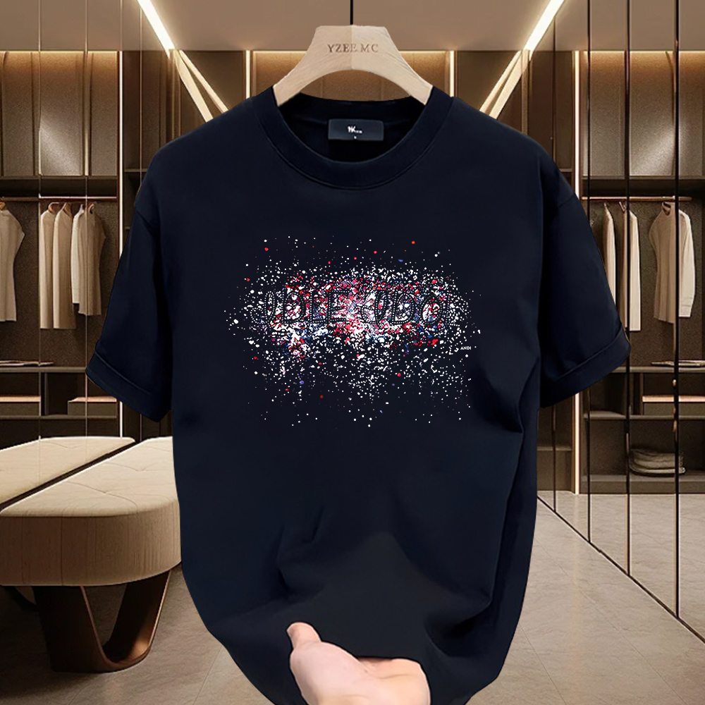 美式痞帅重磅纯棉短袖T恤青年男女款夏季ins潮牌街头宽松圆领上衣 - 图1