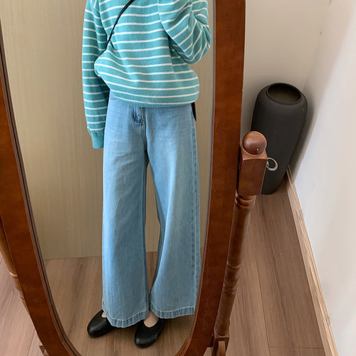 话里时尚百搭九分直筒裤2026春季新款减龄显瘦小个子休闲牛仔裤女 - 图0