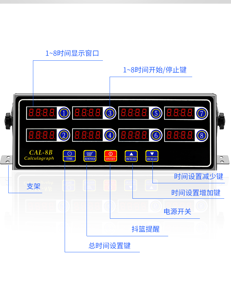 商用八道计时器八通道厨房提醒器汉堡炸鸡奶茶店烘焙倒计时定时器 - 图1