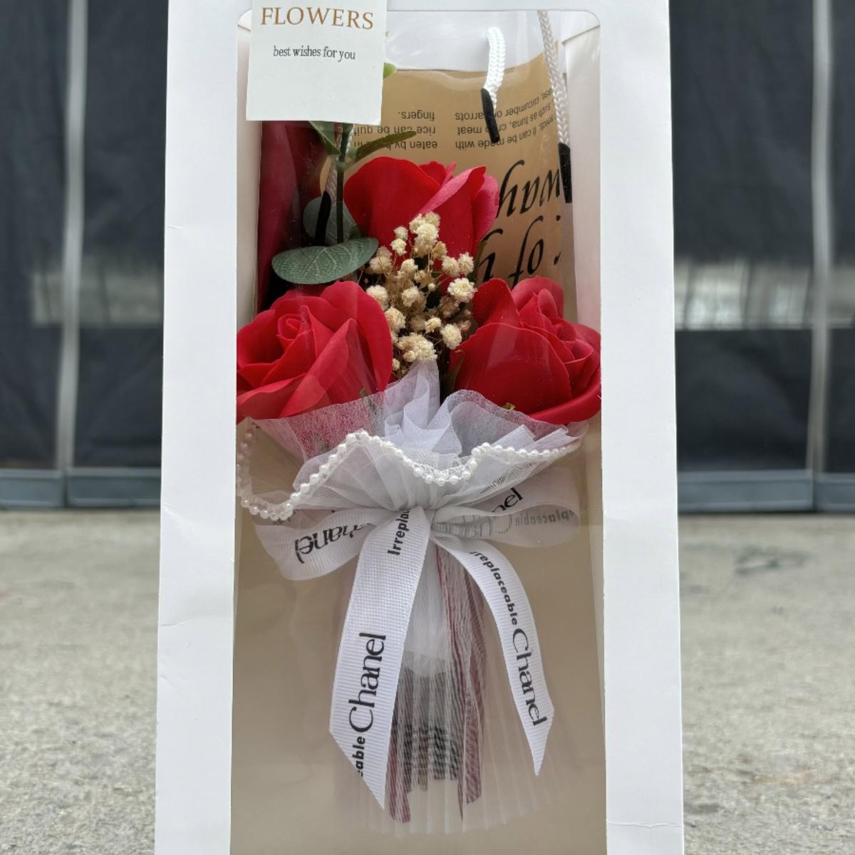 情人节肥皂花花束批发玫瑰仿真永生花女神节活动送客户香皂花花束