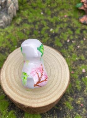 原创手绘山梅写意青山把件檀木猫摆件5cm国风国潮风孤品一物一拍