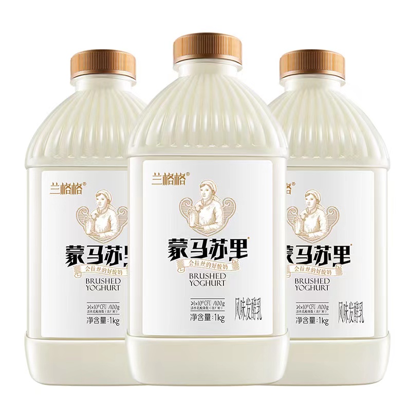 兰格格蒙马苏里酸奶1Kg×3桶奶酪新鲜奶活菌发酵乳-图0