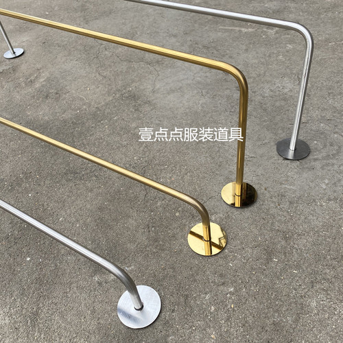 服装店衣架展示架上墙陈列货架不锈钢拉丝实心正挂侧挂架衣服架子 - 图3