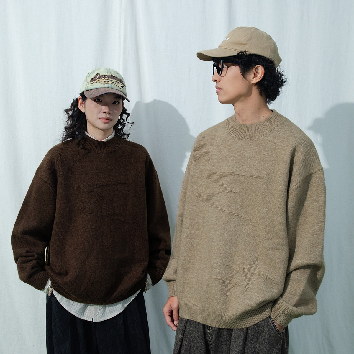 Mentmate 25AW 复古棕色系提花圆领毛衣 男女情侣秋冬百搭针织衫,淘宝优惠券,粉丝福利购,淘宝优惠卷