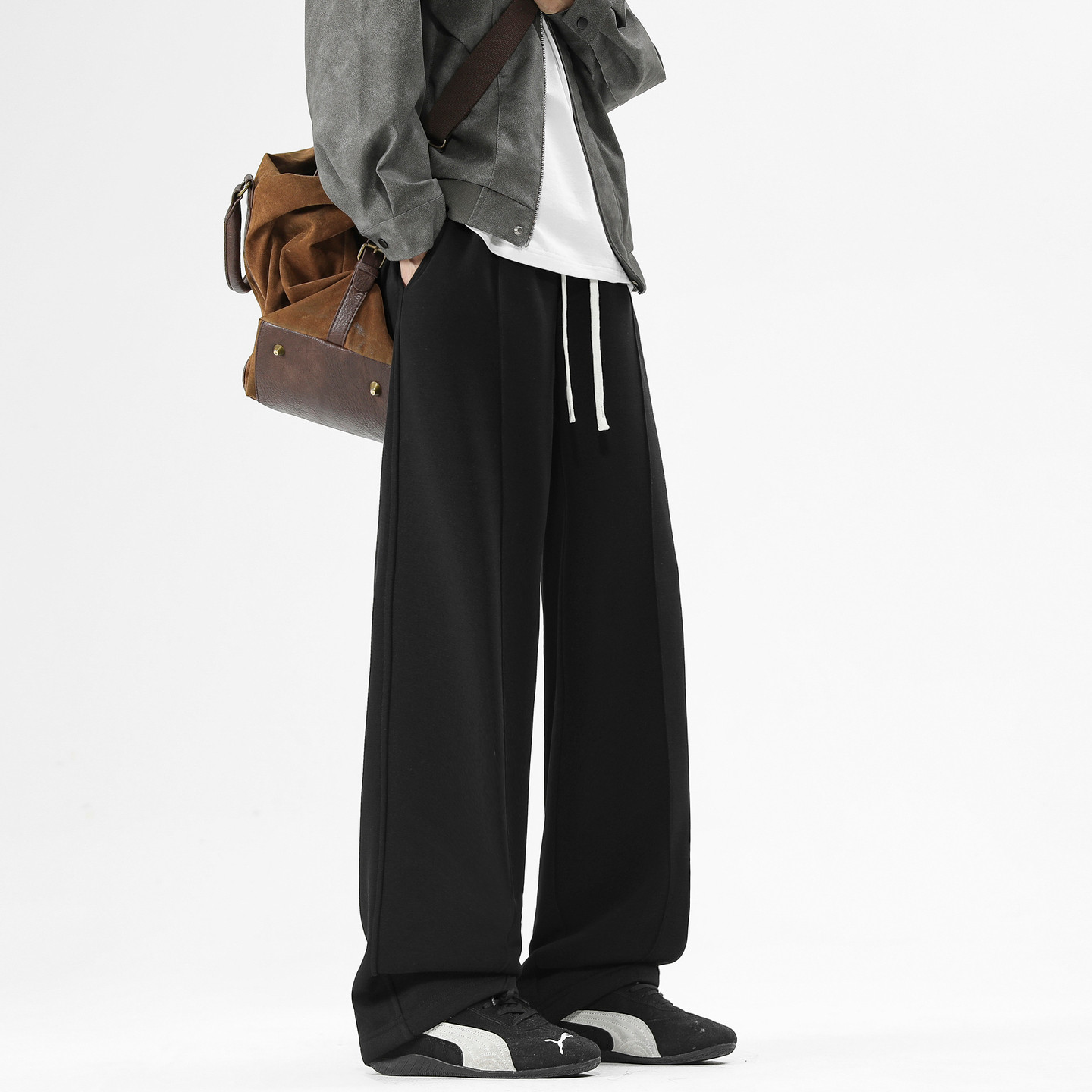 悟空有货潮牌美式抽绳松紧加绒运动卫裤男复古宽松阔腿百搭休闲裤,淘宝优惠券,粉丝福利购,淘宝优惠卷