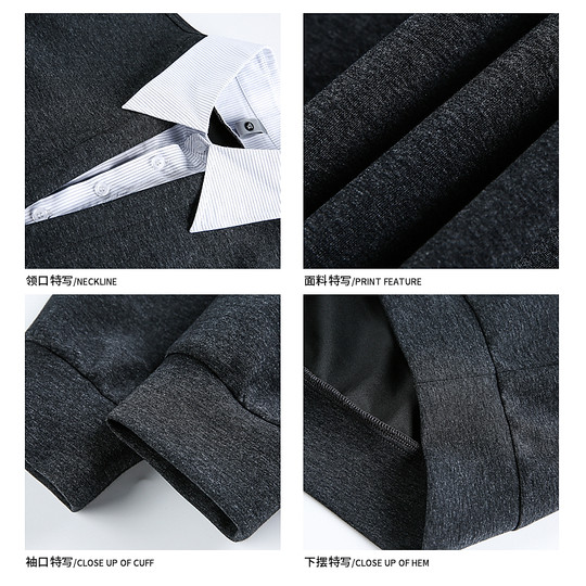 Retro color block deep V shirt collar fake two-piece sweatshirt