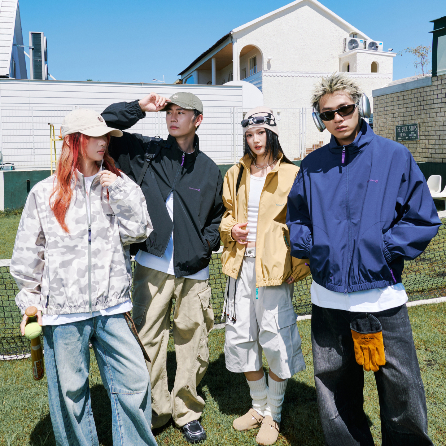 悟空有货美式复古户外机能风立领冲锋衣男女秋季潮牌情侣宽松外套 - 图1