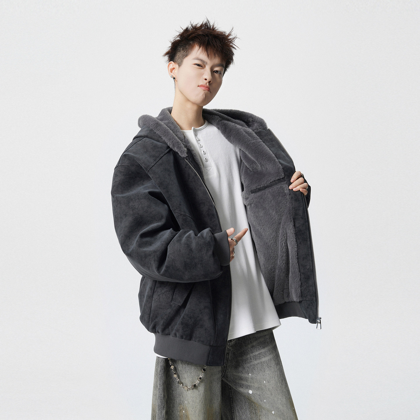 悟空有货美式加绒座山雕连帽棉衣男冬季潮牌宽松情侣保暖加厚棉服,淘宝优惠券,粉丝福利购,淘宝优惠卷