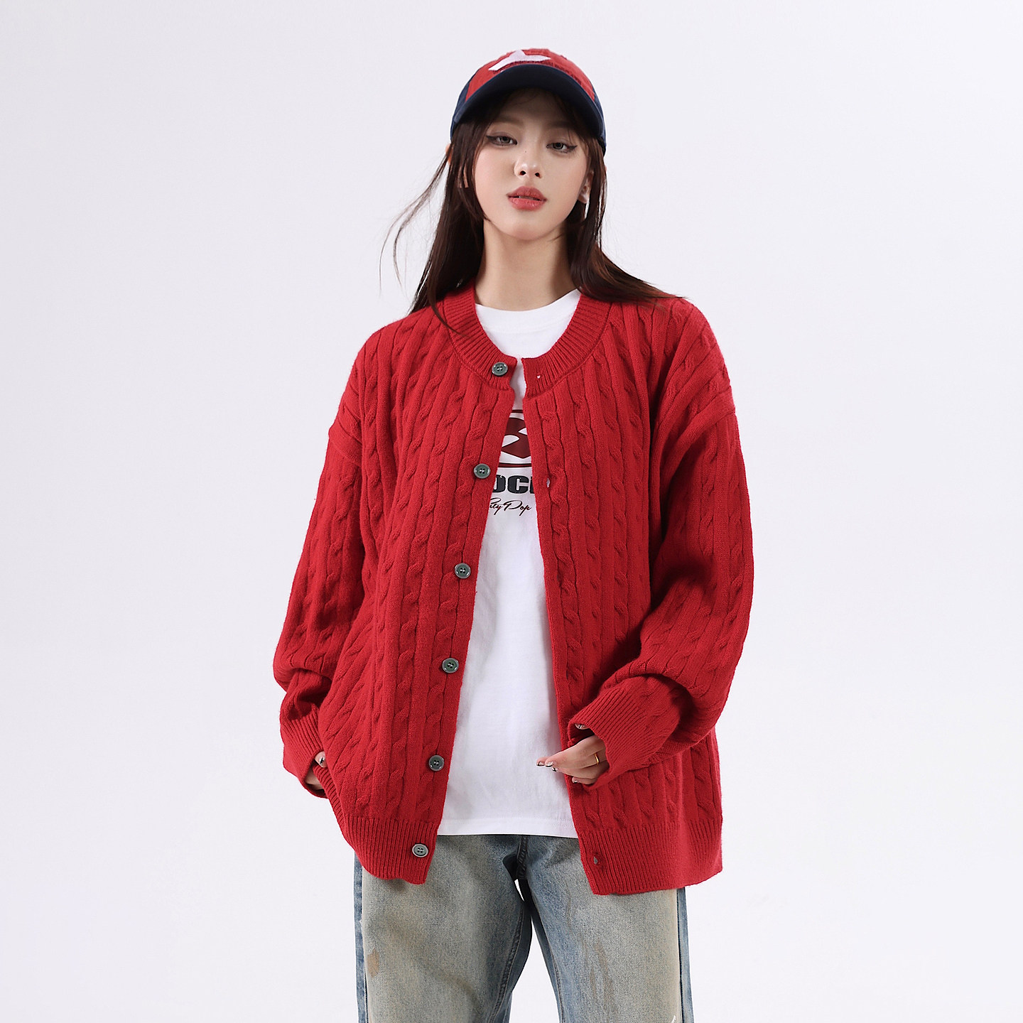 悟空有货复古绞花纹理感开衫毛衣男女秋季慵懒宽松情侣休闲针织衫,淘宝优惠券,粉丝福利购,淘宝优惠卷