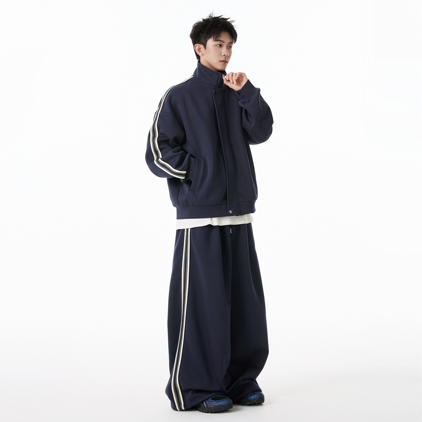 悟空有货复古条纹运动休闲套装男女秋季潮牌宽松情侣装百搭两件套,淘宝优惠券,粉丝福利购,淘宝优惠卷