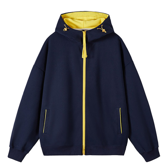 悟空有货秋季撞色拉链开衫卫衣男女潮牌宽松情侣休闲百搭连帽外套