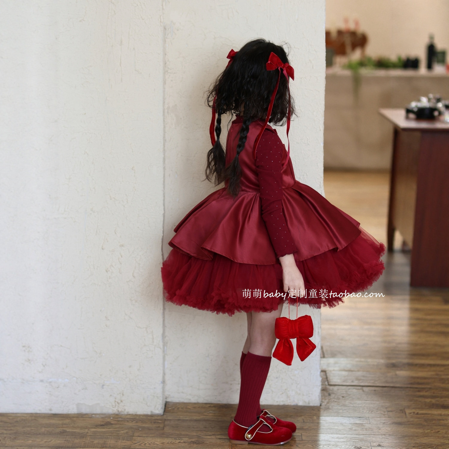 女童红色网纱加绒蛋糕裙背心裙2025冬季小女孩公主裙tutu裙连衣裙,淘宝优惠券,粉丝福利购,淘宝优惠卷