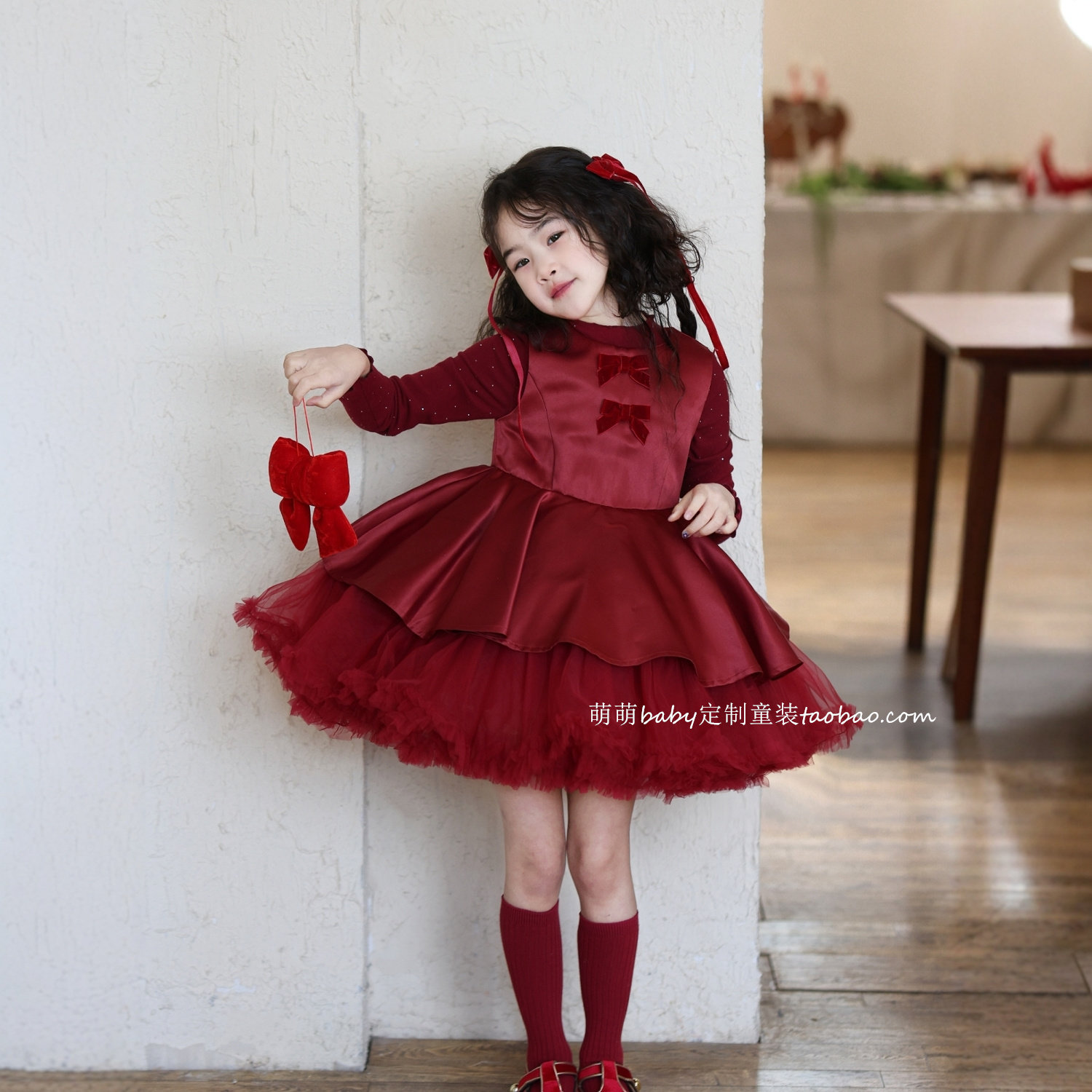 女童红色网纱加绒蛋糕裙背心裙2025冬季小女孩公主裙tutu裙连衣裙,淘宝优惠券,粉丝福利购,淘宝优惠卷