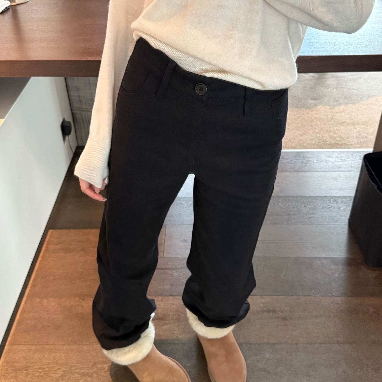 oker.-超好穿显腿长复古直筒薄绒时尚休闲裤,淘宝优惠券,粉丝福利购,淘宝优惠卷