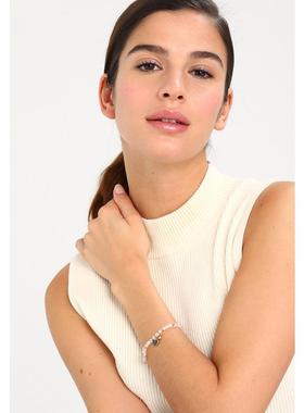 代购Fossil化石女士手链优雅简约浪漫精致玫瑰石英金色粉色心形