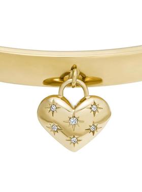 代购Fossil化石女士手镯优雅简约精致浪漫金色心形吊坠星形装饰