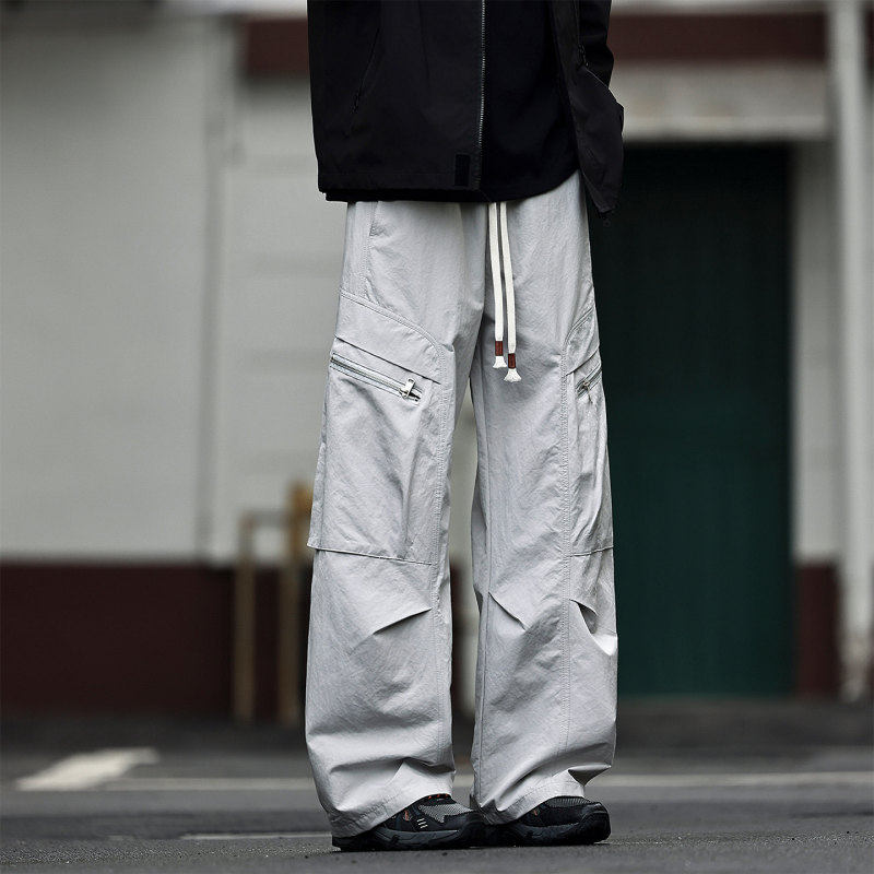 以工装裤子男款春秋季新款美式宽松直筒长裤潮牌阔腿机能运动裤純,淘宝优惠券,粉丝福利购,淘宝优惠卷