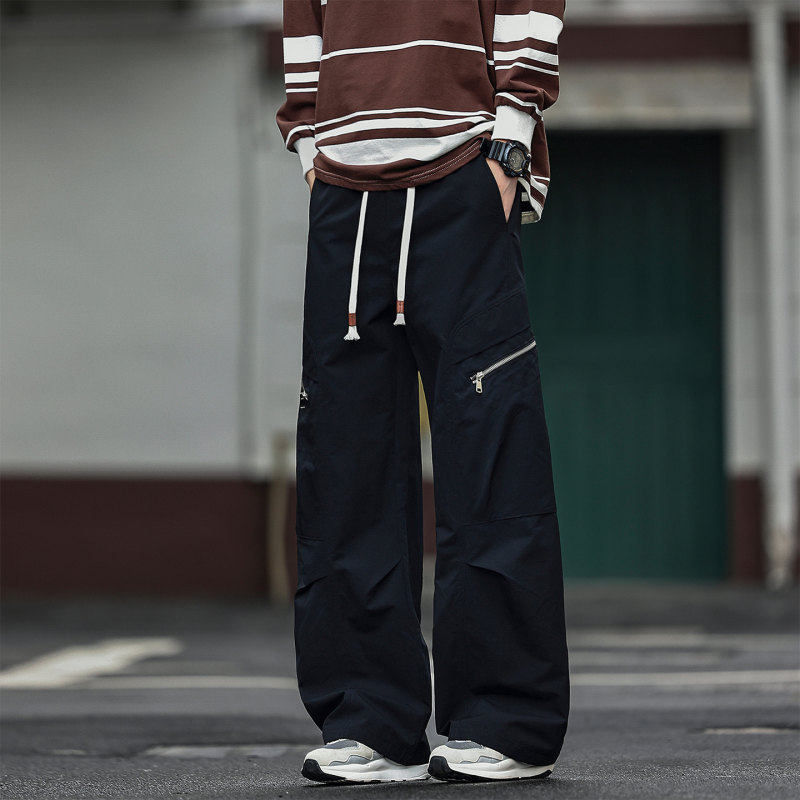 以工装裤子男款春秋季新款美式宽松直筒长裤潮牌阔腿机能运动裤純,淘宝优惠券,粉丝福利购,淘宝优惠卷
