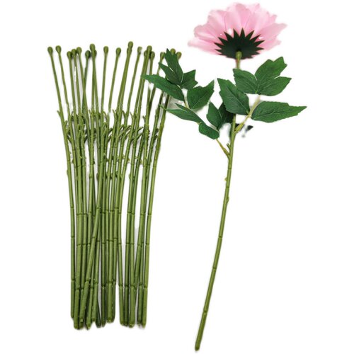 40cm丝带牡丹花手工丝网牡丹花花杆手工diy铁丝高仿真花杆花枝 - 图3