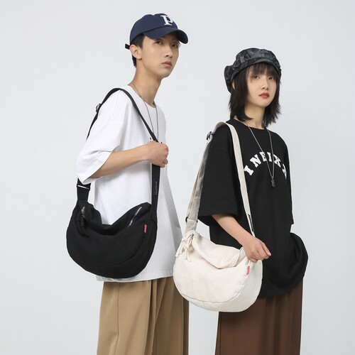 帆布包女饺子包新款大容量日系通勤大学生上课托特红色单肩斜挎包 - 图2