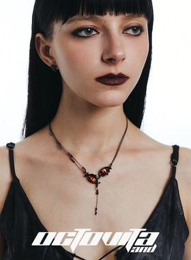 OCTO VITA魔瞳原创设计项链 魅魔暗黑红宝石恶魔之眼哥特风锁骨链