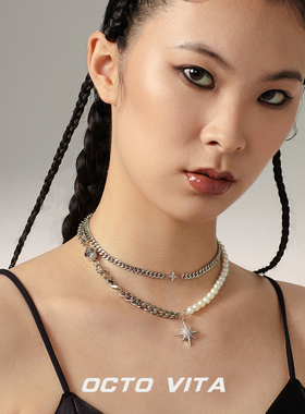 拼接甜心风千玺辣妹闪钻锁骨链