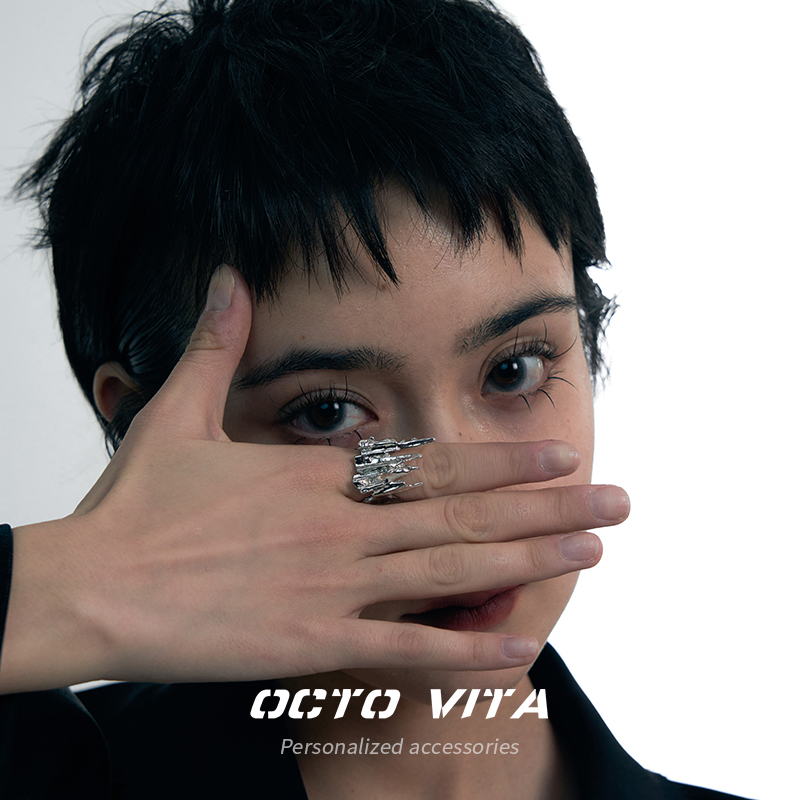 OCTO VITA融化冰川开口戒 原创立体肌理山峦戒指不规则高级冷淡风