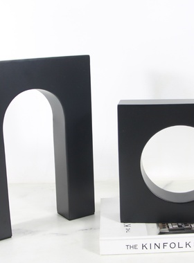 新中式金属黑色屏风摆件样板房售楼部书房客厅家居桌面艺术装饰品