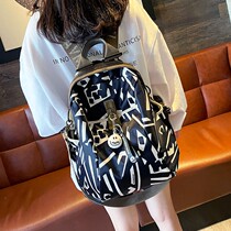 Hong Kong Tide Card Printed Large Capacity Double Shoulder Bag 2023 New Fashion Casual Oxford Cloth Backpack Pet Bag