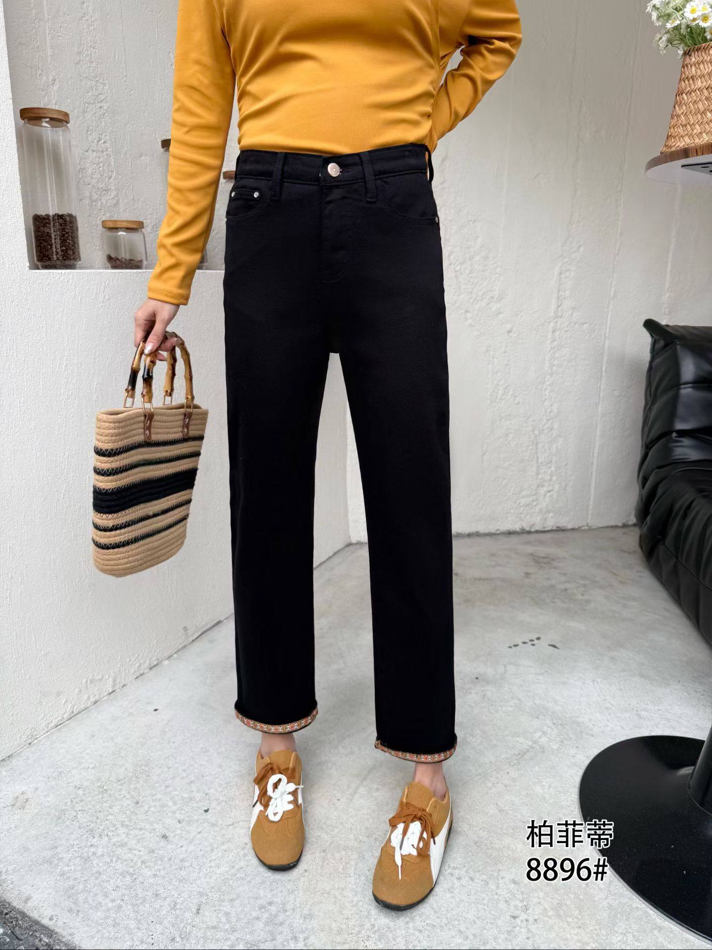 柏菲蒂8896春加大码牛仔裤女 高腰收腹四面弹百搭直筒九分法棍裤,淘宝优惠券,粉丝福利购,淘宝优惠卷