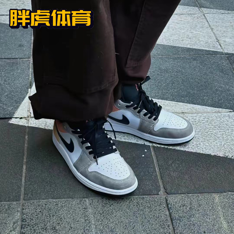 Nike Air Jordan1 Low AJ1 黑白灰 男子低帮复古板鞋 DX4334-008 - 图1