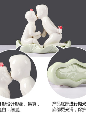 爱之吻玲珑仿玉雕陶瓷时尚风家饰