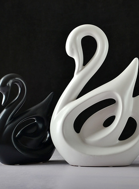 黑白陶瓷办公室客厅酒柜装饰品