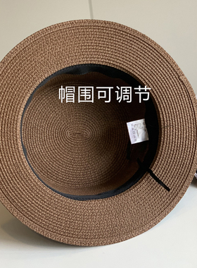 法式优雅波点蝴蝶结平顶草帽女