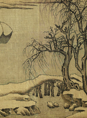 五代雪渔图卷山水画手卷长卷