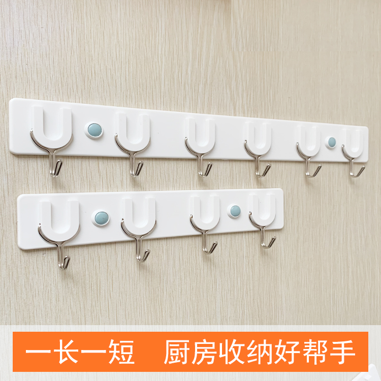 厨房粘钩一排长条无痕创意强力粘胶宿舍挂墙门后墙壁挂连排勾挂钩 - 图3