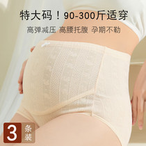 Pregnant womans underwear big code 200 catty high waist pure cotton pregnancy mid-end fat mm tovening triangle pants 300 catty with fattening pants head