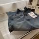 ກະໂປງ denim ຍາວກາງ A-line ແບບເກົາຫຼີ