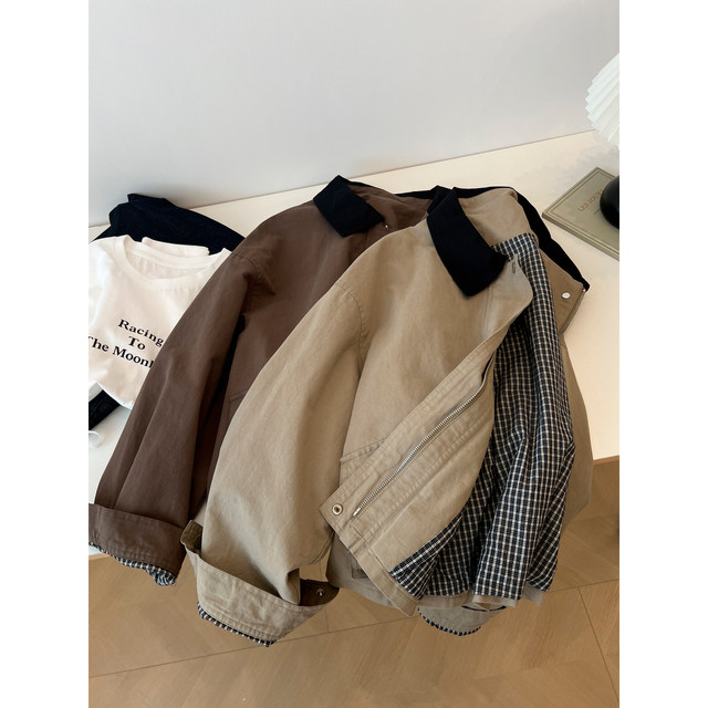 Retro bf unisex workwear style jacket ສໍາລັບແມ່ຍິງວ່າງດູໃບໄມ້ລົ່ນ