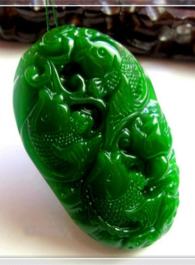 新疆和田玉鱼手把件年年有余吊坠