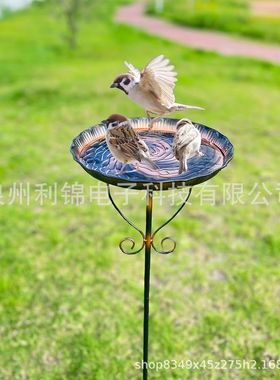 跨境热卖铁艺复古鸟浴盆户外庭院