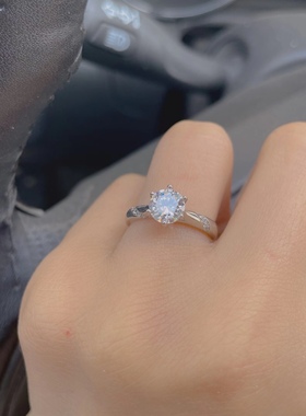 通玲对戒正品莫桑钻au750情侣