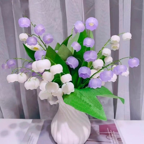 双拼铃兰花手工DIY材料包自制花束母亲节送妈妈创意花瓶摆件 - 图0