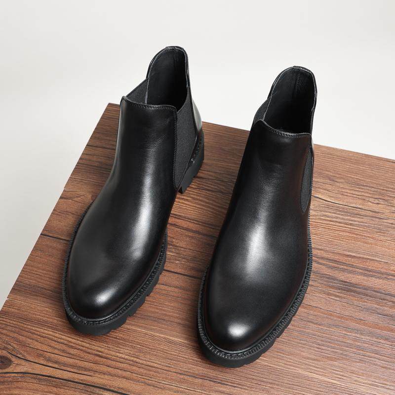 真皮圆头切尔西男头层牛皮马丁靴厚底英伦风百搭西装靴高帮靴秋冬,淘宝优惠券,粉丝福利购,淘宝优惠卷