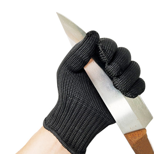 5级钢丝防割手套五指劳保耐磨防刀切割防爆安保黑色防刺厨房工作 - 图3